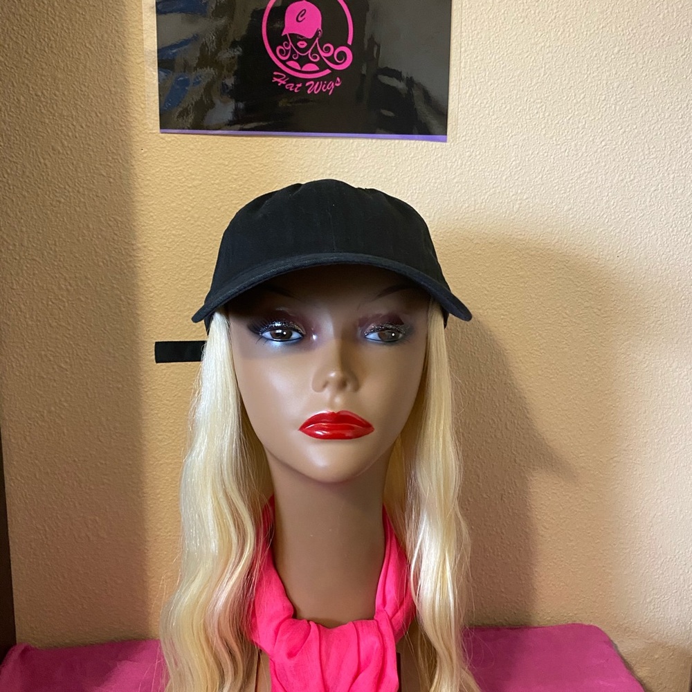 New black hat wig blond synthetic hair blend